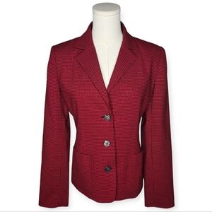 Michael Kors Red Black Houndstooth Blazer Tailored Jacket Size 6